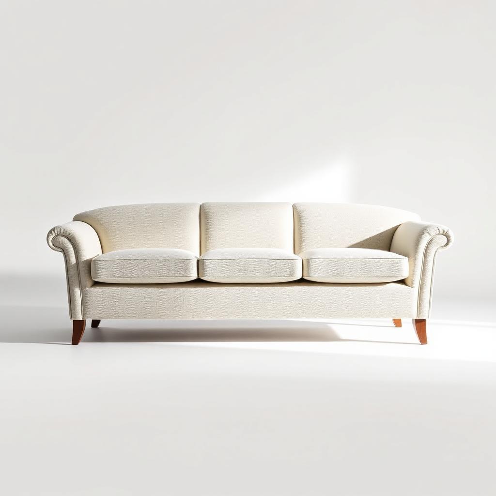 Ivory Bouclé 3-Seater Sofa