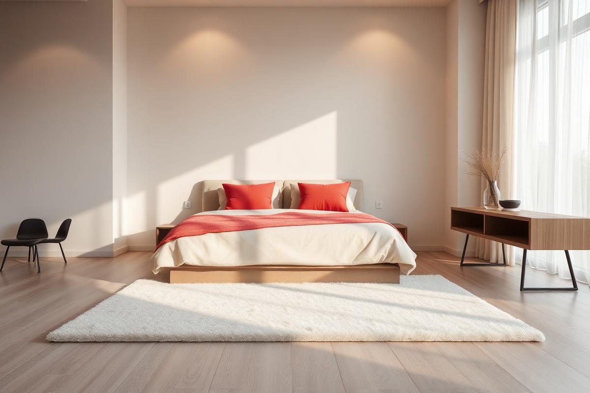 Cozy bedroom styled with a Boola POD rug